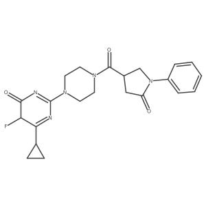 6-cyclopropyl-5-fluoro-2-[4-(5-oxo-1-phenylpyrrolidine-3-carbonyl)piperazin-1-yl]-5H-pyrimidin-4-one结构式