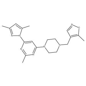 4-(3,5-dimethyl-1H-pyrazol-1-yl)-2-methyl-6-{4-[(5-methyl-1,2-oxazol-4-yl)methyl]piperazin-1-yl}pyrimidine结构式