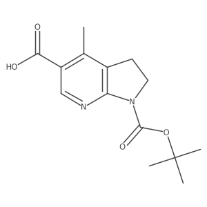 1-[(tert-butoxy)carbonyl]-4-methyl-1H,2H,3H-pyrrolo[2,3-b]pyridine-5-carboxylic acid结构式