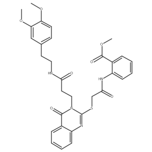 Methyl 2-(2-((3-(3-((3,4-dimethoxyphenethyl)amino)-3-oxopropyl)-4-oxo-3,4-dihydroquinazolin-2-yl)thio)acetamido)benzoate Structure