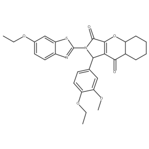 2-(6-ethoxy-1,3-benzothiazol-2-yl)-1-(4-ethoxy-3-methoxyphenyl)-4a,5,6,7,8,8a-hexahydro-1H-chromeno[2,3-c]pyrrole-3,9-dione结构式