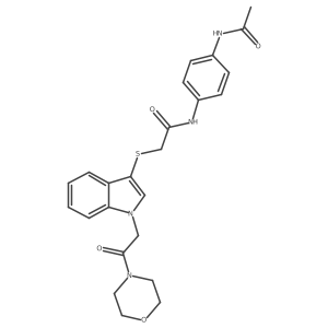 N-(4-acetamidophenyl)-2-[1-(2-morpholin-4-yl-2-oxoethyl)indol-3-yl]sulfanylacetamide结构式