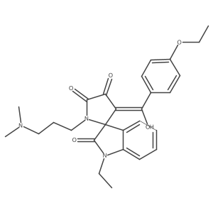 1'-[3-(dimethylamino)propyl]-3'-[(4-ethoxyphenyl)carbonyl]-1-ethyl-4'-hydroxyspiro[indole-3,2'-pyrrole]-2,5'(1H,1'H)-dione结构式