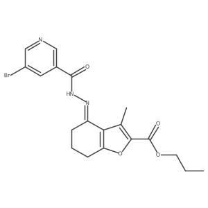 5-Bromo-3-pyridinecarboxylic acid 2-[6,7-dihydro-3-methyl-2-(propoxycarbonyl)-4(5H)-benzofuranylidene]hydrazide Structure