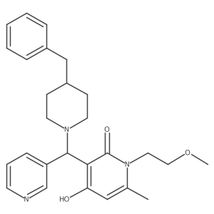 3-((4-benzylpiperidin-1-yl)(pyridin-3-yl)methyl)-4-hydroxy-1-(2-methoxyethyl)-6-methylpyridin-2(1H)-one结构式
