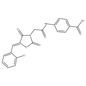 (Z)-4-(2-(5-(2-chlorobenzylidene)-2,4-dioxothiazolidin-3-yl)acetamido)benzoic acid Structure