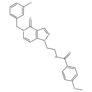 N-(2-(5-(3-chlorobenzyl)-4-oxo-4,5-dihydro-1H-pyrazolo[3,4-d]pyrimidin-1-yl)ethyl)-4-methoxybenzamide结构式