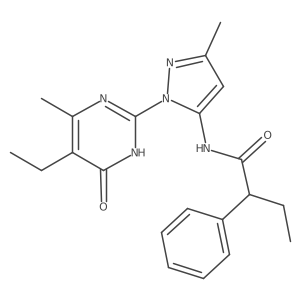 N-(1-(5-ethyl-4-methyl-6-oxo-1,6-dihydropyrimidin-2-yl)-3-methyl-1H-pyrazol-5-yl)-2-phenylbutanamide Structure