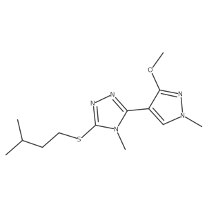3-(isopentylthio)-5-(3-methoxy-1-methyl-1H-pyrazol-4-yl)-4-methyl-4H-1,2,4-triazole结构式