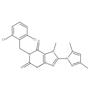 1-(2,6-dichlorobenzyl)-8-(3,5-dimethyl-1H-pyrazol-1-yl)-3,7-dimethyl-1H-purine-2,6(3H,7H)-dione结构式