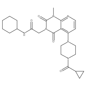 Cn1c(=O)n(CC(=O)NC2CCCCC2)c(=O)c2c(N3CCN(C(=O)C4CC4)CC3)ccnc21结构式