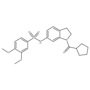 N-(1-(cyclopentanecarbonyl)indolin-6-yl)-3,4-dimethoxybenzenesulfonamide结构式