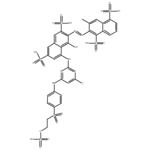 2-[2-[8-[[4-Chloro-6-[[4-[[2-(sulfooxy)ethyl]sulfonyl]phenyl]amino]-1,3,5-triazin-2-yl]amino]-1-hydroxy-3,6-disulfo-2-naphthalenyl]diazenyl]-3-methyl-1,5-naphthalenedisulfonic acid结构式