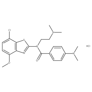 N-(7-chloro-4-methoxybenzo[d]thiazol-2-yl)-4-(dimethylamino)-N-(2-(dimethylamino)ethyl)benzamide hydrochloride结构式