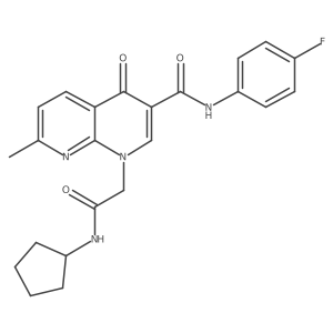 1-(2-(cyclopentylamino)-2-oxoethyl)-N-(4-fluorophenyl)-7-methyl-4-oxo-1,4-dihydro-1,8-naphthyridine-3-carboxamide结构式