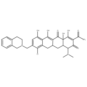 (4S,4aS,5aR,12aR)-7-chloro-8-(3,4-dihydro-1H-isoquinolin-2-ylmethyl)-4-(dimethylamino)-1,10,11,12a-tetrahydroxy-3,12-dioxo-4a,5,5a,6-tetrahydro-4H-tetracene-2-carboxamide Structure