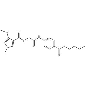 butyl 4-(2-(3-methoxy-1-methyl-1H-pyrazole-4-carboxamido)acetamido)benzoate结构式