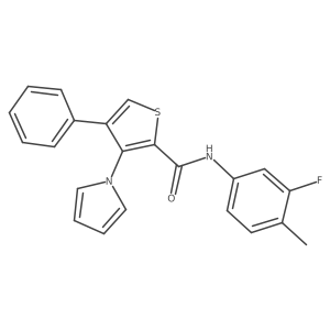 N-(3-fluoro-4-methylphenyl)-4-phenyl-3-(1H-pyrrol-1-yl)thiophene-2-carboxamide结构式