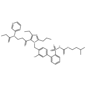 3-methylbutyl N-[2-[4-[[4-ethyl-5-[3-[propanoyl(pyridin-3-yl)amino]propanoyl]-2-propylimidazol-1-yl]methyl]-3-fluorophenyl]phenyl]sulfonylcarbamate结构式