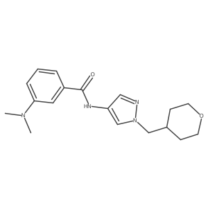 3-(dimethylamino)-N-(1-((tetrahydro-2H-pyran-4-yl)methyl)-1H-pyrazol-4-yl)benzamide结构式
