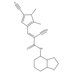 2-cyano-3-(5-cyano-1,2-dimethyl-1H-pyrrol-3-yl)-N-(octahydro-1-benzofuran-4-yl)prop-2-enamide Structure
