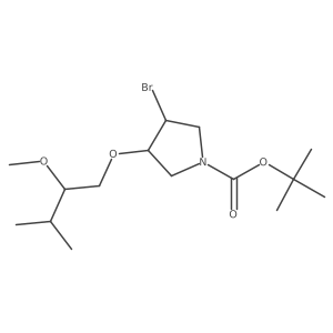 Tert-butyl 3-bromo-4-(2-methoxy-3-methylbutoxy)pyrrolidine-1-carboxylate结构式