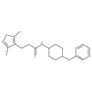 3-(3,5-dimethylisoxazol-4-yl)-N-((1r,4r)-4-(pyrazin-2-yloxy)cyclohexyl)propanamide结构式