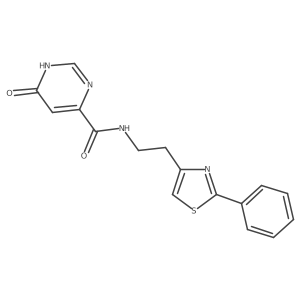 6-hydroxy-N-(2-(2-phenylthiazol-4-yl)ethyl)pyrimidine-4-carboxamide结构式