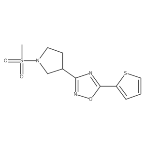 3-(1-(Methylsulfonyl)pyrrolidin-3-yl)-5-(thiophen-2-yl)-1,2,4-oxadiazole结构式