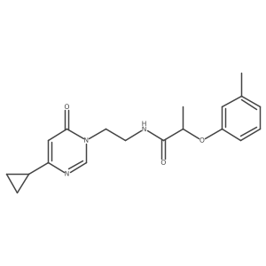 N-[2-(4-cyclopropyl-6-oxo-1,6-dihydropyrimidin-1-yl)ethyl]-2-(3-methylphenoxy)propanamide结构式