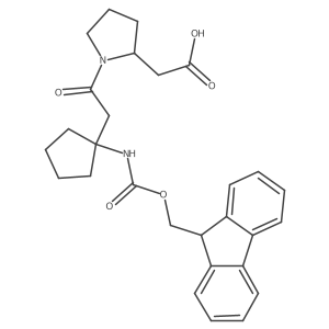 2-[(2S)-1-{2-[1-({[(9H-fluoren-9-yl)methoxy]carbonyl}amino)cyclopentyl]acetyl}pyrrolidin-2-yl]acetic acid结构式