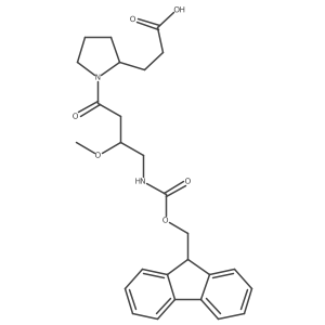 3-{1-[4-({[(9H-fluoren-9-yl)methoxy]carbonyl}amino)-3-methoxybutanoyl]pyrrolidin-2-yl}propanoic acid结构式