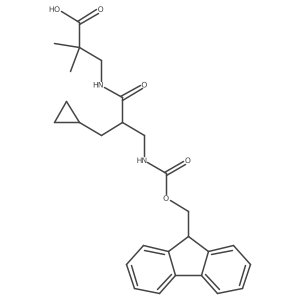 3-[2-(cyclopropylmethyl)-3-({[(9H-fluoren-9-yl)methoxy]carbonyl}amino)propanamido]-2,2-dimethylpropanoic acid Structure