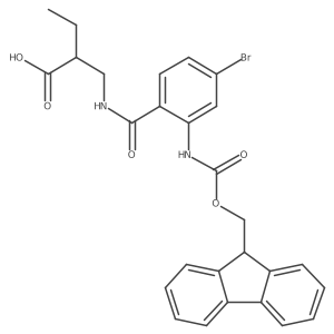 2-({[4-bromo-2-({[(9H-fluoren-9-yl)methoxy]carbonyl}amino)phenyl]formamido}methyl)butanoic acid结构式