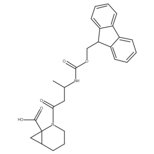 (1RS,6SR)-2-[(3S)-3-({[(9H-fluoren-9-yl)methoxy]carbonyl}amino)butanoyl]-2-azabicyclo[4.1.0]heptane-1-carboxylic acid结构式
