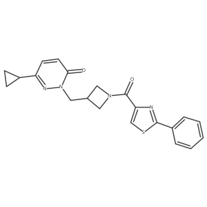6-Cyclopropyl-2-{[1-(2-phenyl-1,3-thiazole-4-carbonyl)azetidin-3-yl]methyl}-2,3-dihydropyridazin-3-one结构式