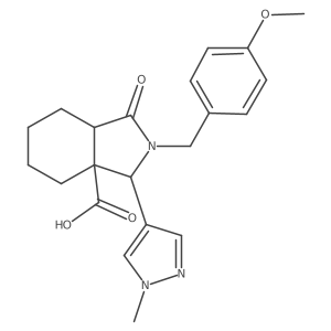 2-[(4-Methoxyphenyl)methyl]-3-(1-methylpyrazol-4-yl)-1-oxo-3,4,5,6,7,7a-hexahydroisoindole-3a-carboxylic acid Structure