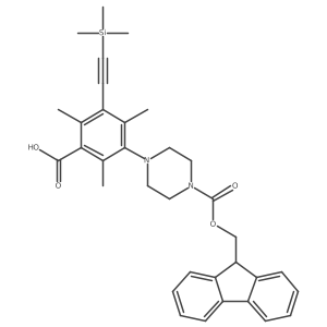 3-(4-{[(9H-fluoren-9-yl)methoxy]carbonyl}piperazin-1-yl)-2,4,6-trimethyl-5-[2-(trimethylsilyl)ethynyl]benzoic acid结构式