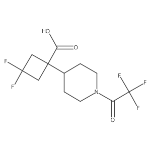 3,3-Difluoro-1-[1-(2,2,2-trifluoroacetyl)piperidin-4-yl]cyclobutane-1-carboxylic acid结构式