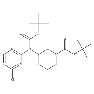 Tert-butyl 3-{[(tert-butoxy)carbonyl](4-chloro-1,3,5-triazin-2-yl)amino}piperidine-1-carboxylate结构式
