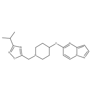 1-{[3-(Propan-2-yl)-1,2,4-oxadiazol-5-yl]methyl}-4-{pyrazolo[1,5-a]pyrimidin-5-yloxy}piperidine结构式
