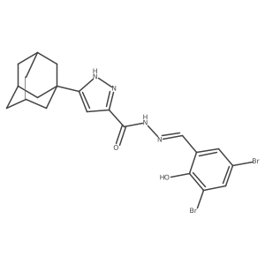 (E)-3-((3r,5r,7r)-adamantan-1-yl)-N'-(3,5-dibromo-2-hydroxybenzylidene)-1H-pyrazole-5-carbohydrazide结构式