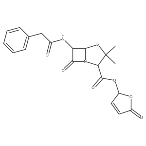 4-Thia-1-azabicyclo[3.2.0]heptane-2-carboxylic acid, 3,3-dimethyl-7-oxo-6-[(phenylacetyl)amino]-(2S,5R,6R)-, 2,5-dihydro-5-oxo-2-furanyl ester结构式