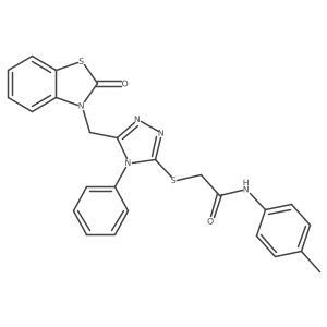 2-((5-((2-oxobenzo[d]thiazol-3(2H)-yl)methyl)-4-phenyl-4H-1,2,4-triazol-3-yl)thio)-N-(p-tolyl)acetamide结构式