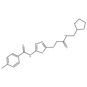 4-methyl-N-[5-[2-oxo-2-(tetrahydrofuran-2-ylmethylamino)ethyl]sulfanyl-1,3,4-thiadiazol-2-yl]benzamide Structure