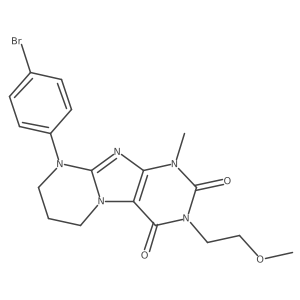 9-(4-bromophenyl)-3-(2-methoxyethyl)-1-methyl-6,7,8,9-tetrahydropyrimido[2,1-f]purine-2,4(1H,3H)-dione Structure