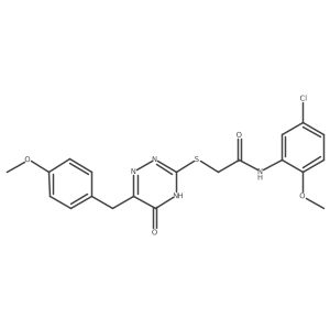 N-(5-chloro-2-methoxyphenyl)-2-((6-(4-methoxybenzyl)-5-oxo-4,5-dihydro-1,2,4-triazin-3-yl)thio)acetamide结构式