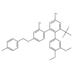 2-[2-Amino-5-(3,4-dimethoxyphenyl)-6-(trifluoromethyl)pyrimidin-4-yl]-5-[(4-methylbenzyl)oxy]phenol结构式