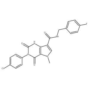 3-(4-chlorophenyl)-N-[(4-fluorophenyl)methyl]-5-methyl-2,4-dioxo-1H,2H,3H,4H,5H-pyrrolo[3,2-d]pyrimidine-7-carboxamide结构式