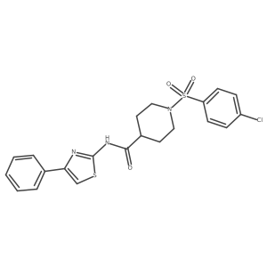1-((4-chlorophenyl)sulfonyl)-N-(4-phenylthiazol-2-yl)piperidine-4-carboxamide Structure